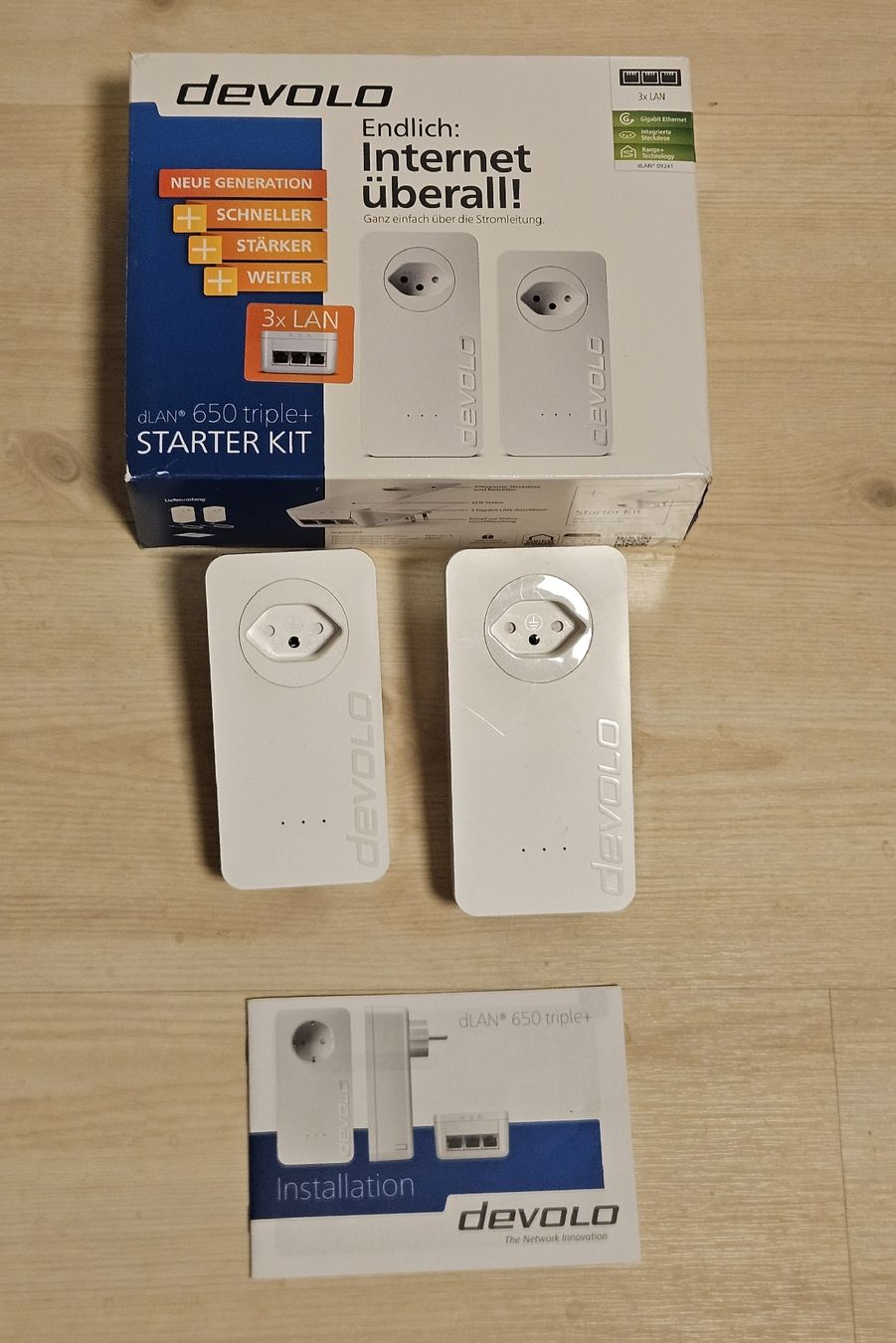 Devolo Laufwerke & Adapter: Devolo dLAN 650 triple+ Starter Kit Powerline CH Steckdosen – Gebraucht aus Täuffelen von Xsp 1