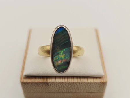 Gold Ring Opal 18 KT 750 Gold Gr 53