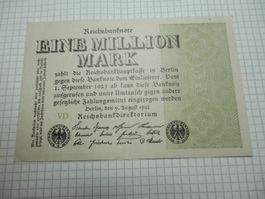 Deutschland  1 Million Mark 1.9.1923 Reichsbank schön