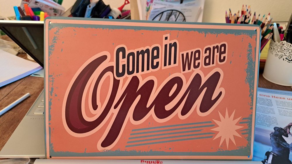 KIOZIY Metall-Schild 'Come In We Are Open' - Retro-Blechschild Für Restaurant, Bar & Wohnung