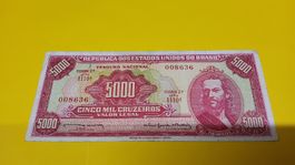 Seltene 5000 Cruzeiros Banknote Brasilien - Top Zustand!