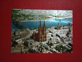 Köln am Rhein mit Dom Deuzerbrücke AK Color Luftbild