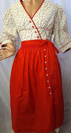 ISOLA Dirndl Kleid FENCHEL NEU Gr. 48 Rot/Creme