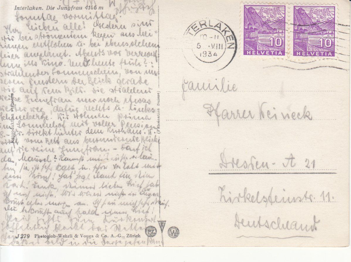 Cartoline postali: Interlaken 1934 – Usato da Bürglen TG venduto da StampGraf 1
