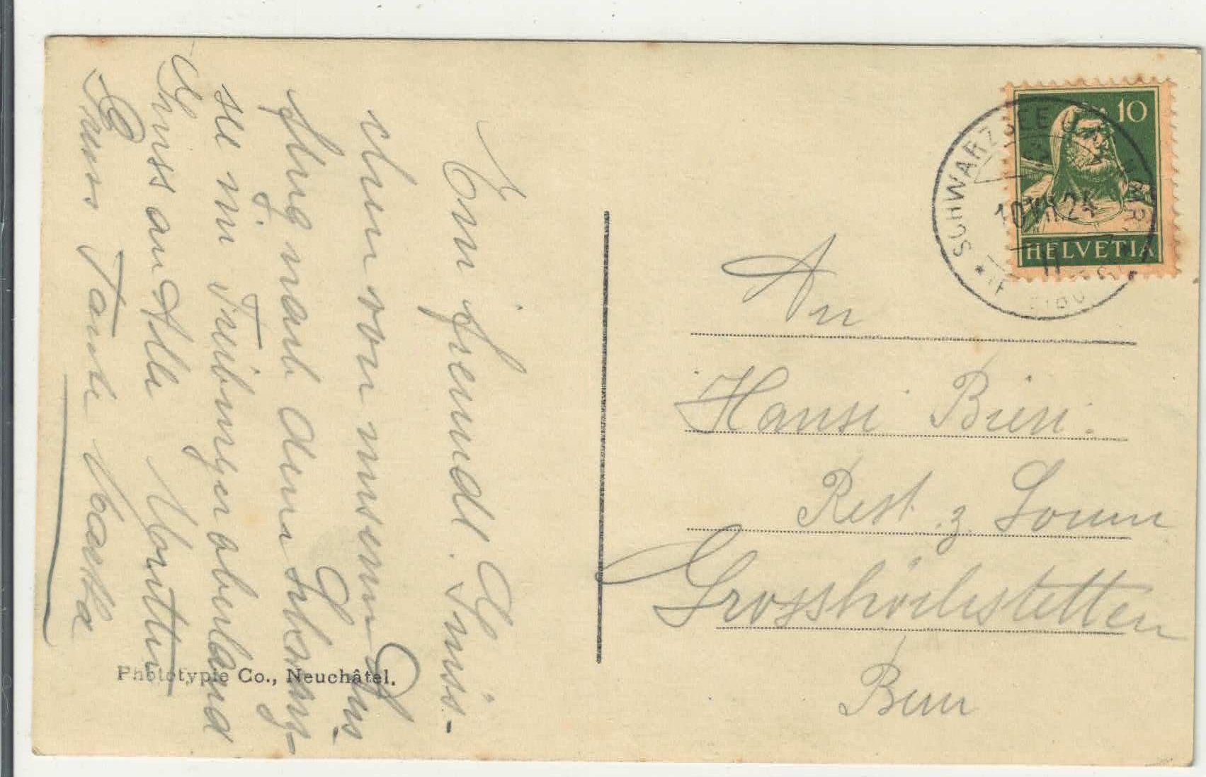 Cartoline postali: Lac Noir - Schwarzsee - Ruderboot – Usato da Ettingen venduto da Kartenplanet 1