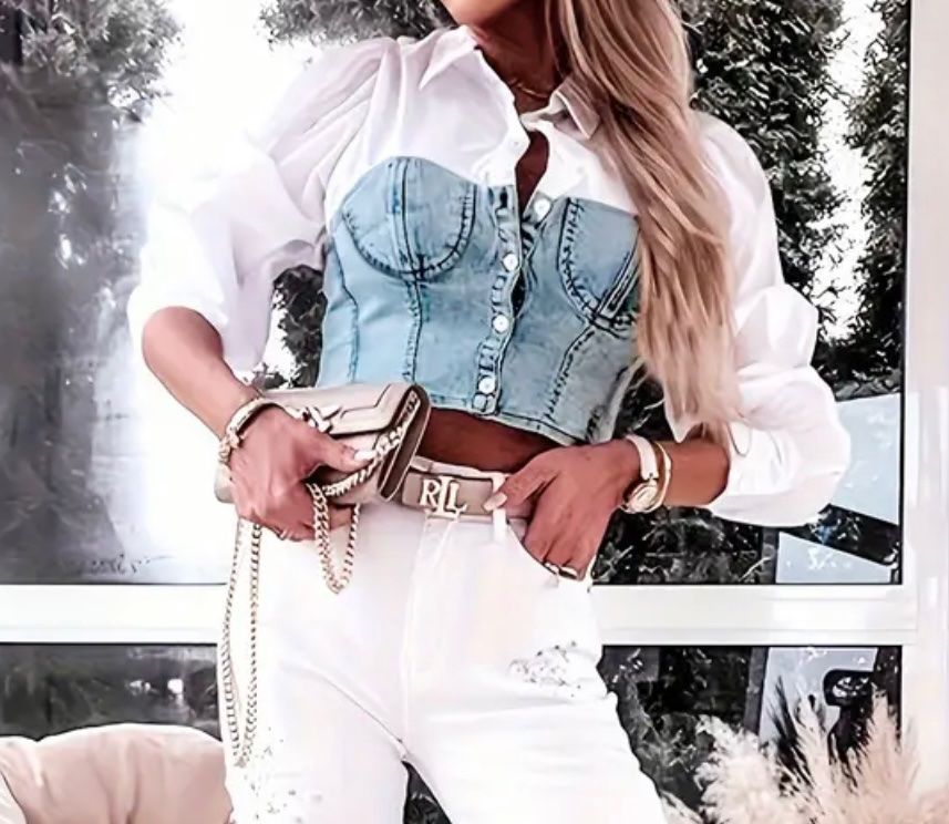 Camicette: Camicetta con jeans top-particolare M/L-nuova – Nuovo e nell'imballaggio originale da Gordevio venduto da LanaZimm 1