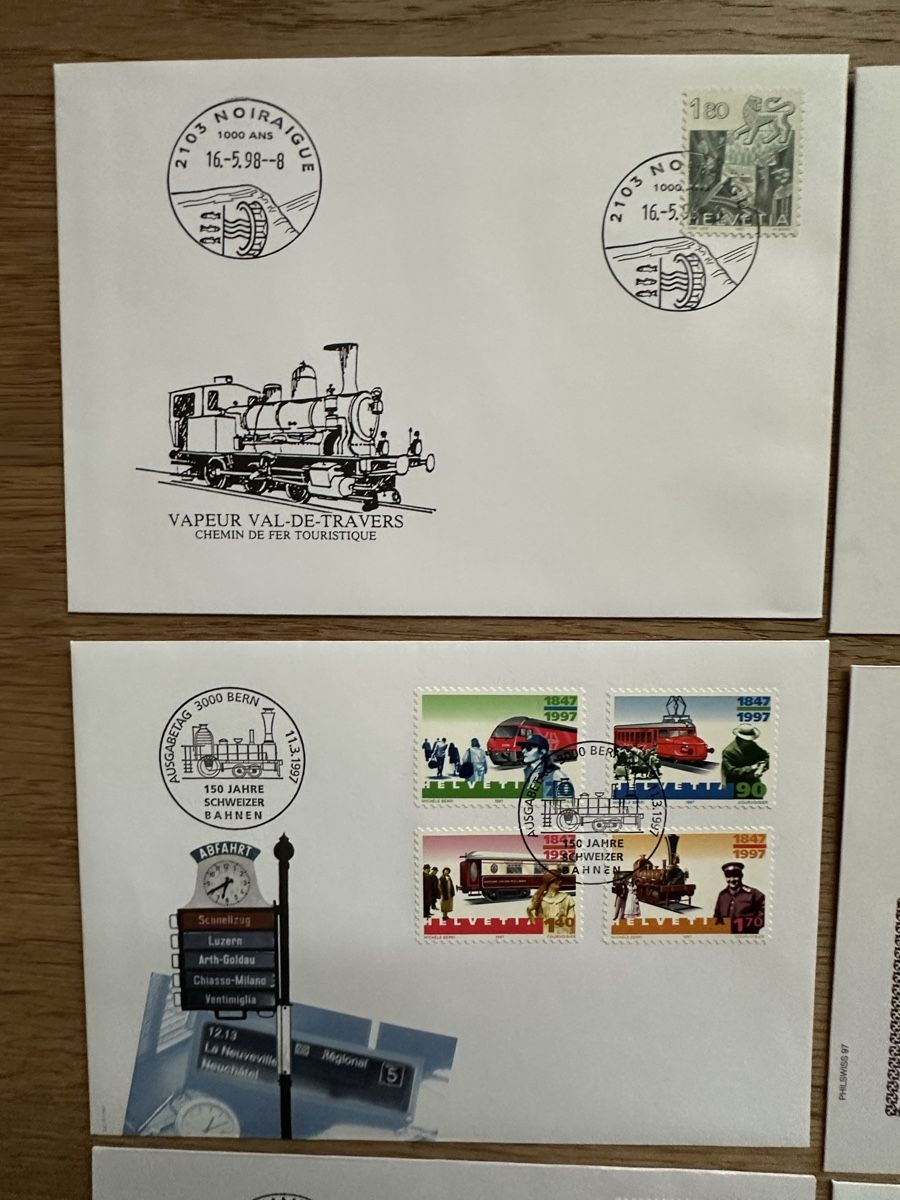 Tutti i francobolli: Schweiz - 12 Sonderbriefe BAHNPOST  – Usato da Schmitten / FR venduto da Samsara169 1