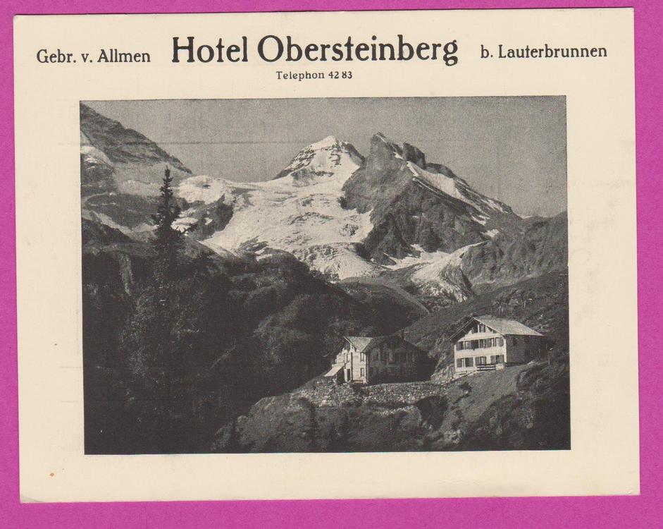 Hotel Obersteinberg bei Lauterbrunnen : Karte/Rechnung | Kaufen auf Ricardo