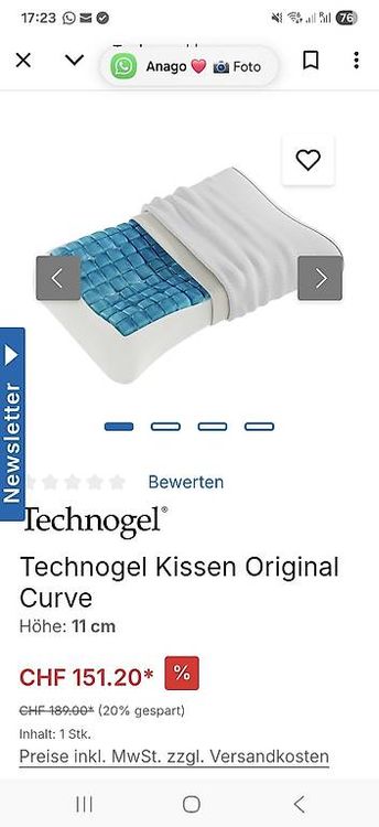 Technogel Kissen: Technogel Kissen Original Curve 11cm – Gebraucht aus Hermetschwil-Staff von mar_8jbn 2