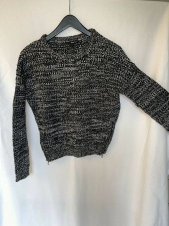 cooler Strickpullover, schwarz/weiss, Gr. S