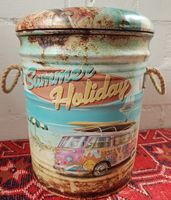 Vintage Hocker "Summer Holiday" mit Deckel, Retro Stil