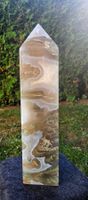 💚🤍 Beeindruckender Moosachat Obelisk in AAA-Qualität ✨