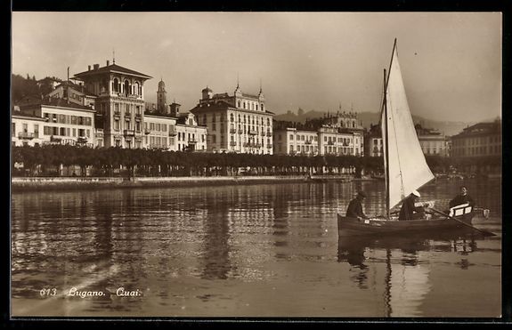 Cartoline postali: AK Lugano, Quai, Panorama – Usato da Berlin venduto da bartko-reher