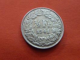1/2 Fr.  1941  rar nur 0,20 Mio.