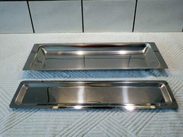 2 Servierplatten, verchromt, , 46.5 x 17cm und 45.5 x 11.5cm