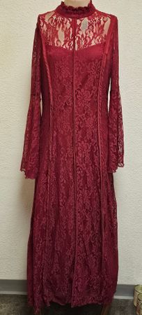 SHEIN Damen Spitzenkleid Maxi Boho Gothic Bordeaux Gr. XL 