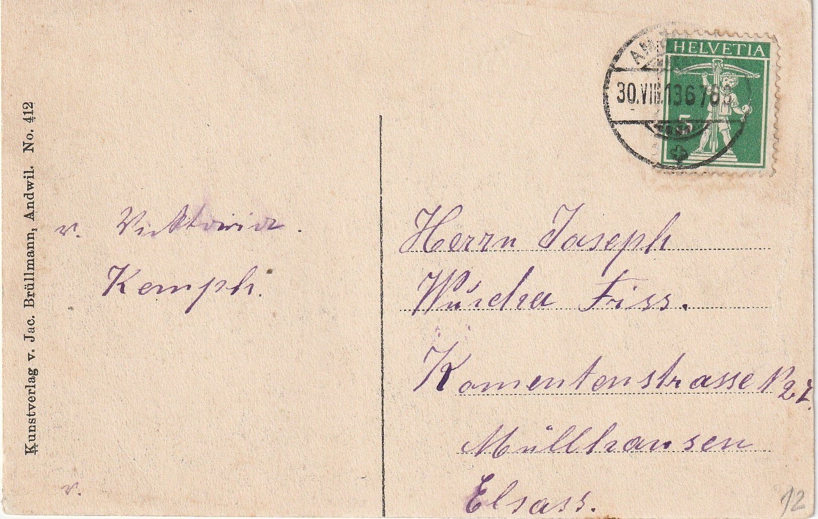 Cartoline postali: Klein-Rigi (Schönenberg / TG) – Usato da Bronschhofen venduto da Astore 1