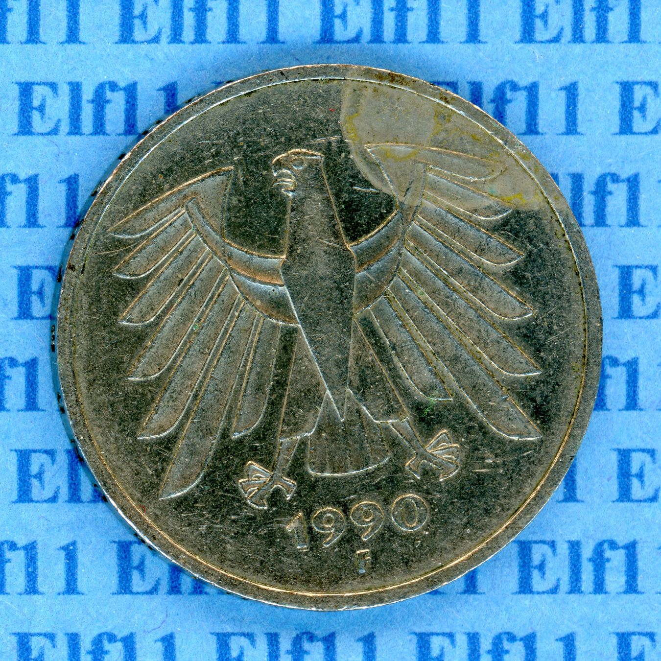 Tutti le monete: DEM___5.00 1990J vz 5 Deutsche Mark – Usato da Widnau venduto da Elf11