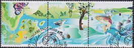 2013, Z223 (Renaturierung) 3er-Streifen mit Ersttags-Stempel