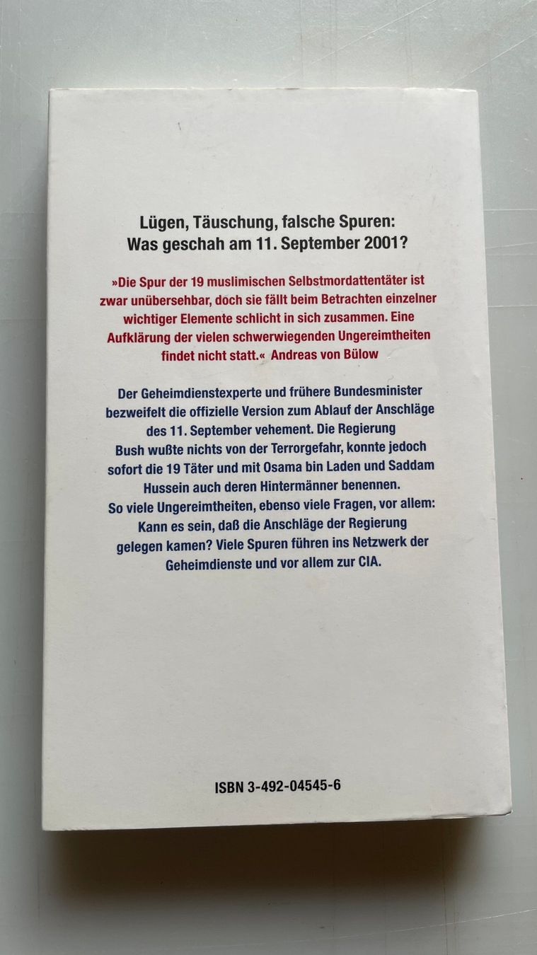 Libri: Die CIA und der 11. September - Andreas von Bülow – Usato da Glattfelden venduto da cybermaxx 2