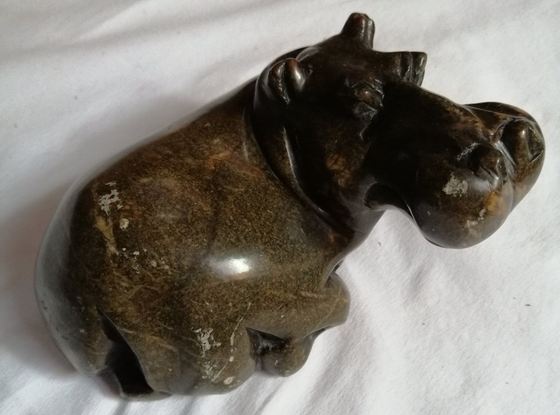 Statuette: Nilpferd liegend - handgeschnitzt - Stein / Speckstein – Usato da Oberriet SG venduto da Atir47 7