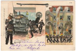Feuerwehr - seltene Litho-AK von LUZERN 1907