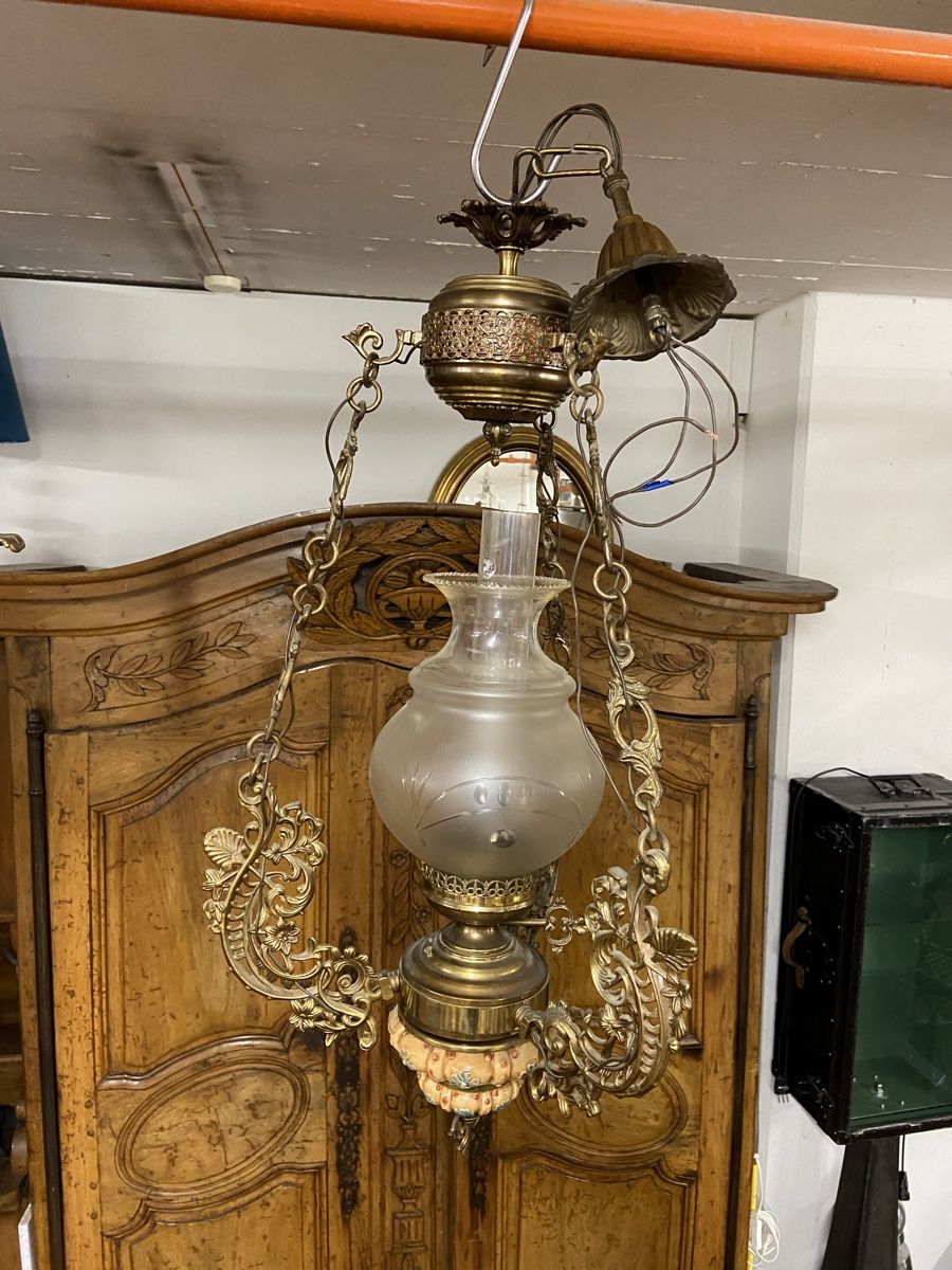 Lampade: Alte Hängelampe Jugendstil Messing – Usato da Dietikon venduto da brocki-eyra 9