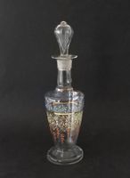 Jugendstil Glas Karaffe, mundgeblasen, handgemalt