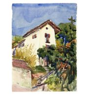 GIOVANNI GIACOMETTI, "La Baronata" a Minusio, Orig.-Aquarell