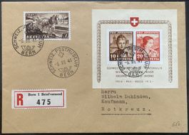 1941, PJ Winterhilfeblock Block 6 auf R-Beleg, SBK 500 Fr.