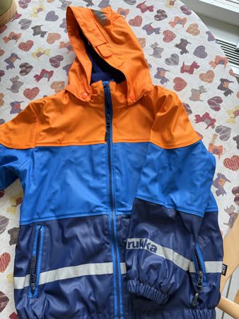 Rukka Rain Jacket Children Size 116 Blue Orange Fleece