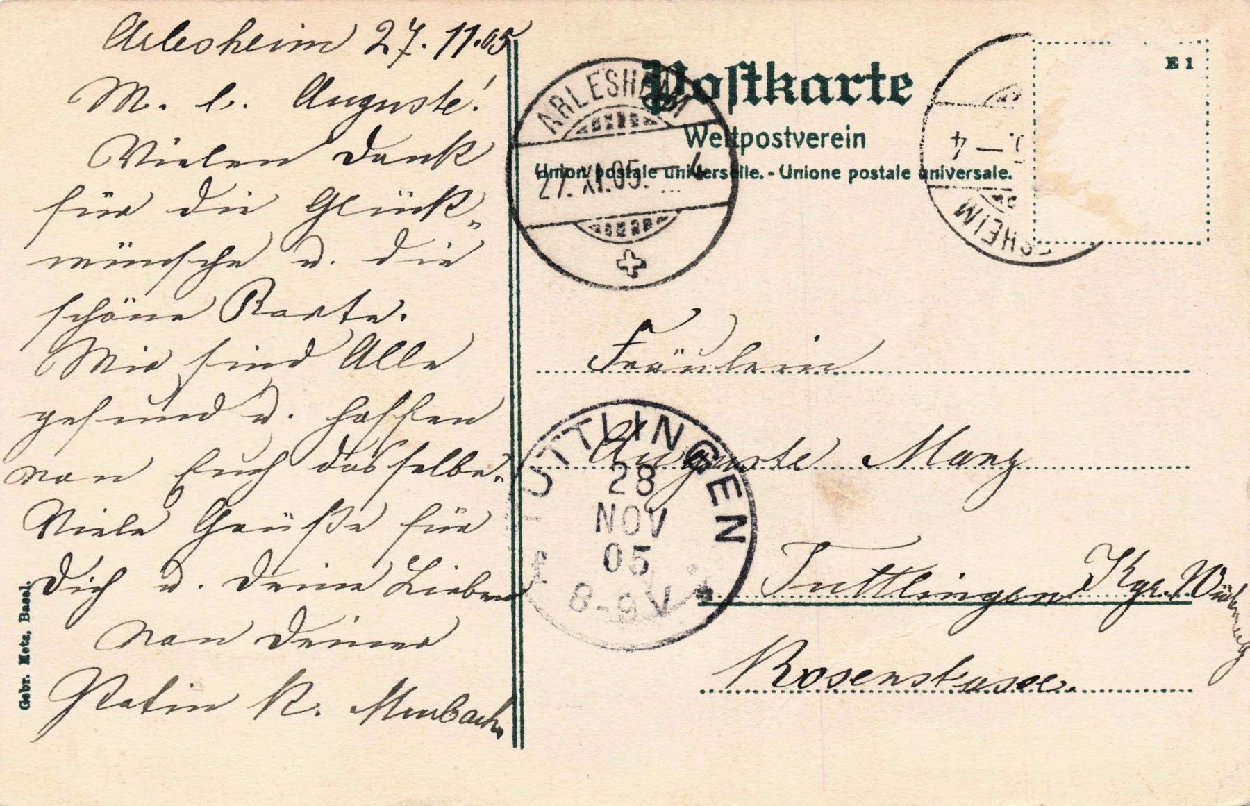 Ansichtskarten: Arlesheim Domplatz – Gebraucht aus Biasca von Blenio71 1