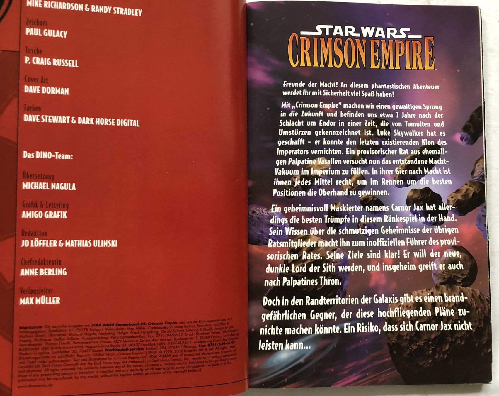 Fumetti: STAR WARS - Sonderband 2 - Crimson Empire – Usato da Schaffhausen venduto da durruti 2