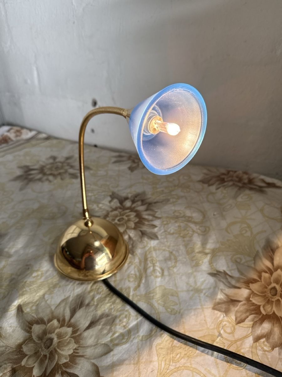 Lampade: Tischlampe Messingflexarm blauer Schirm Metall Lampe – Usato da Effretikon venduto da a.husejni01 3