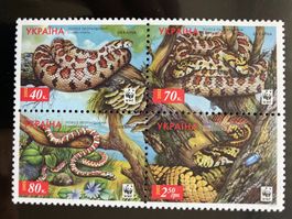 WWF Ukraine 2002 Satz Leopard-Natter postfrisch 4er-Block