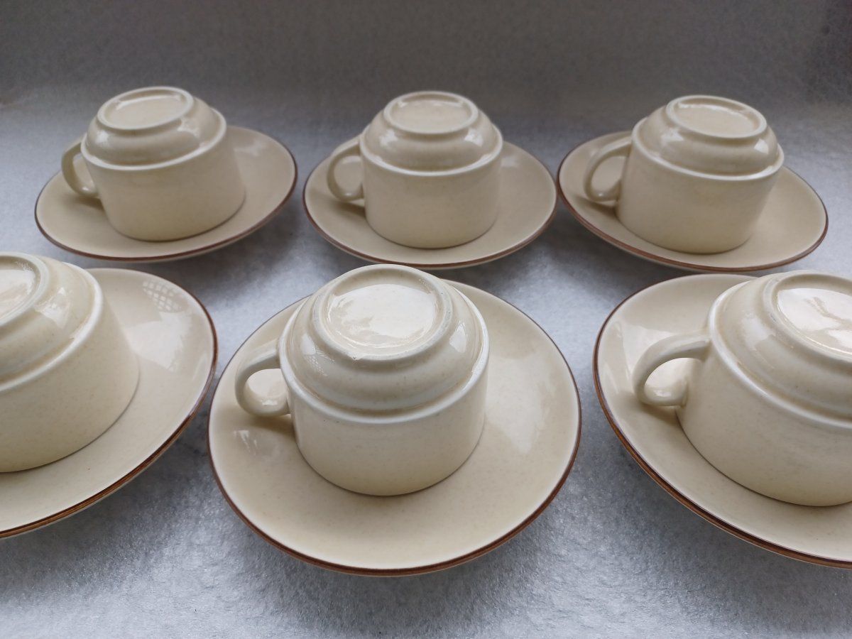 Tassen: RÖSSLER 6 Beige Kaffee Tassen mit Untertassen -E37 – Gebraucht aus Morges von vimajes12 3