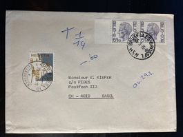 CH 1976 Nachporto 60 Rp. auf Brief aus Belgien