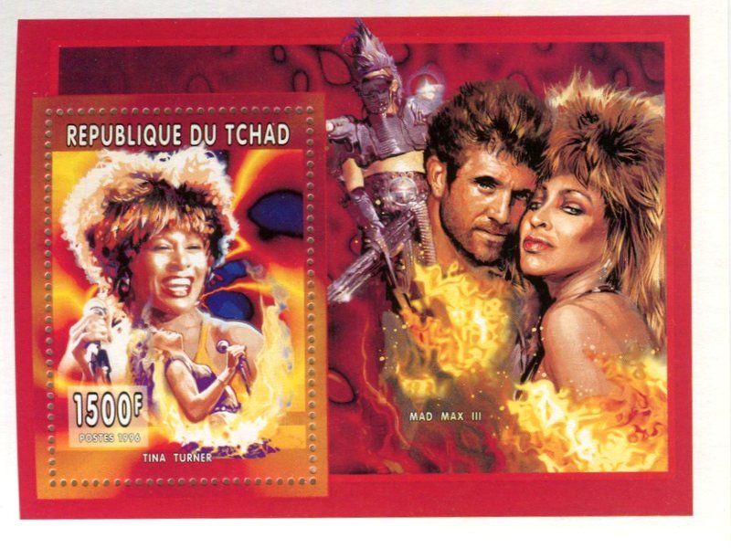 Tutti i francobolli: Block "Tina Turner & Mel Gibson". Tschad – Nuovo e nell'imballaggio originale da Basel venduto da Butsch5