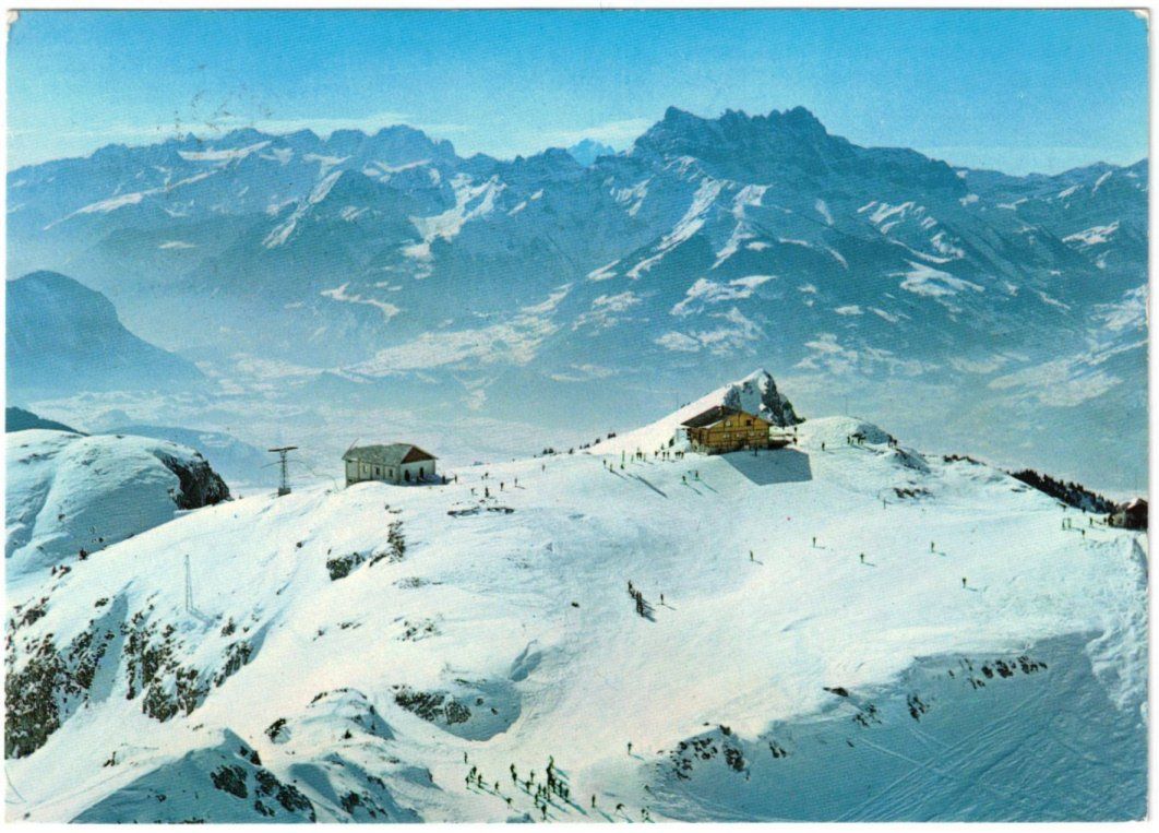 Ansichtskarten: Leysin - Berneuse mit Restaurant, Gondelbahn + Mont Blanc – Gebraucht aus Binningen von Mountainrider