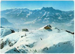 Leysin - Berneuse mit Restaurant, Gondelbahn + Mont Blanc