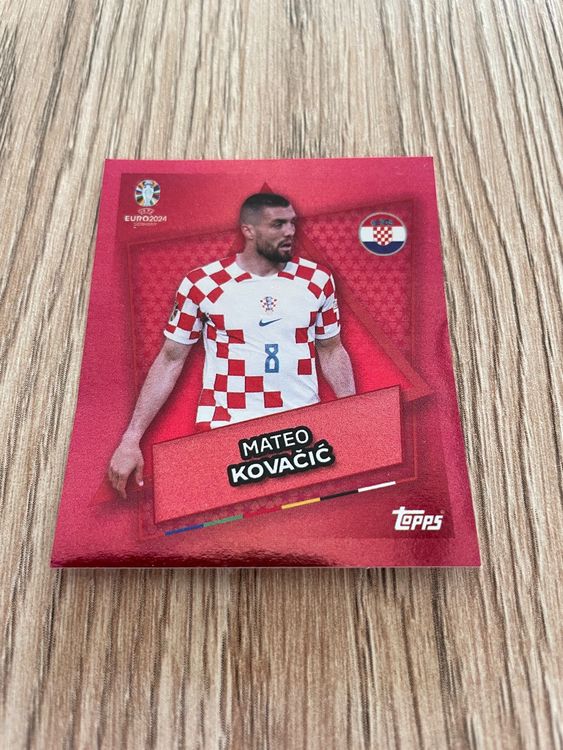 Autocollant Topps Euro 2024 – Mateo Kovacic (Croatie), Parallèle Bleu Foil