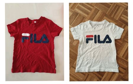 Fila Kinder 2x T-Shirt Gr 100 (98) rot/weiss wie neu
