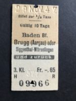SBB Billett Baden - Brugg AG - Antik 3. Klasse
