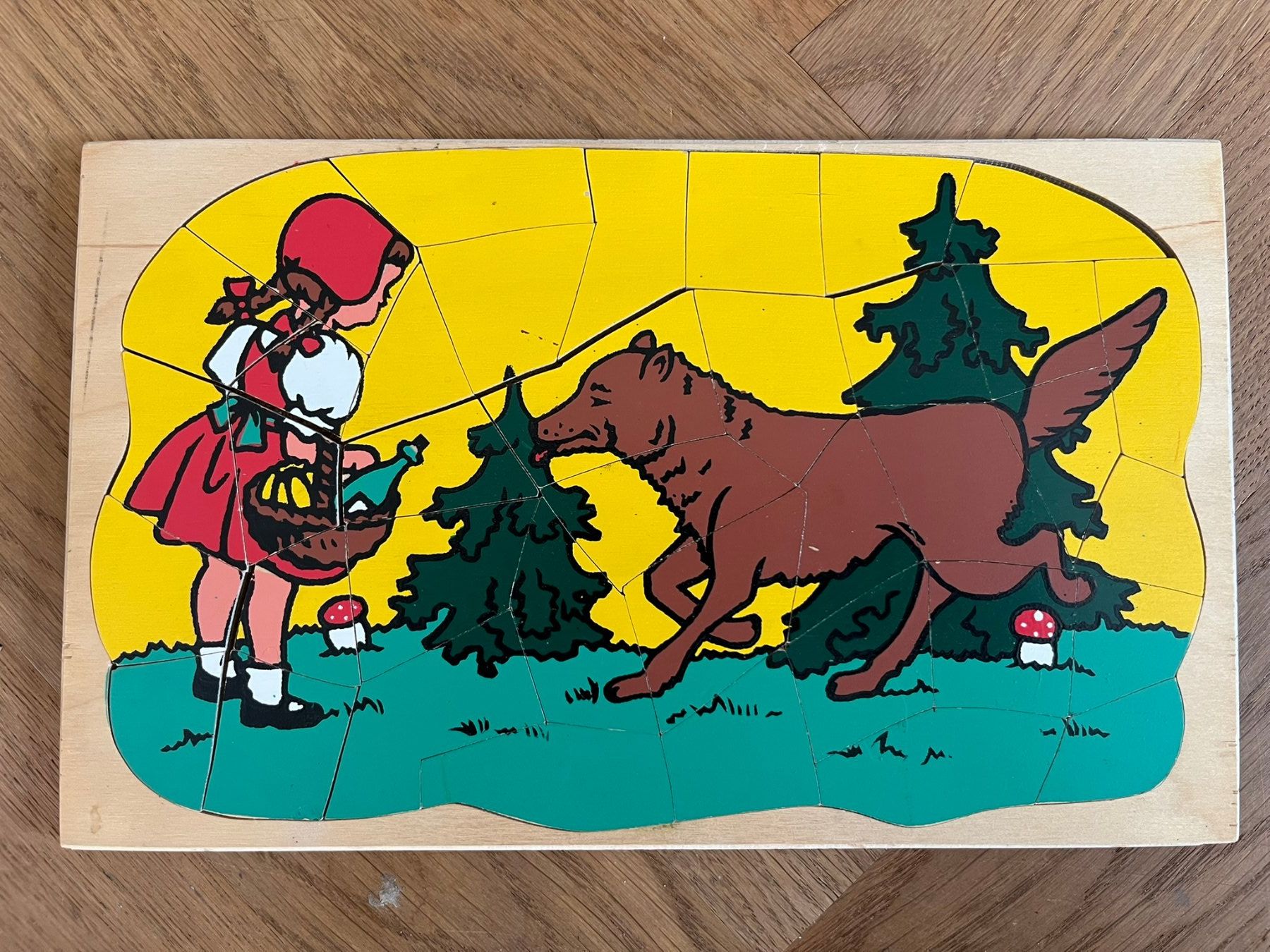 Puzzle: Vintage-Holzpuzzle "Rotkäppchen und der Wolf" – Usato da Wädenswil venduto da Aniares2