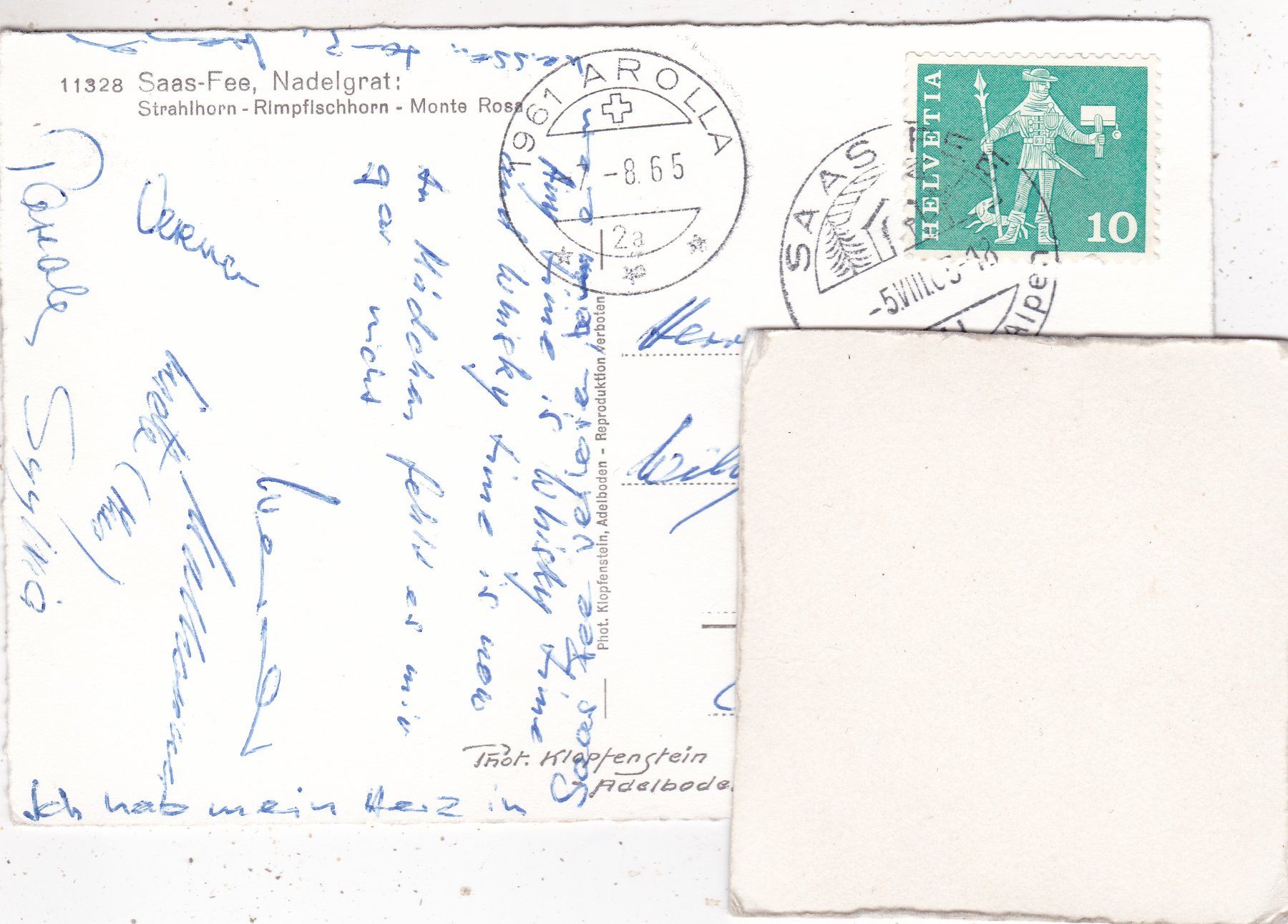 Cartoline postali: Saas-Fee Nadelgrat 1965 – Usato da Herisau venduto da Lisegrat2008 1