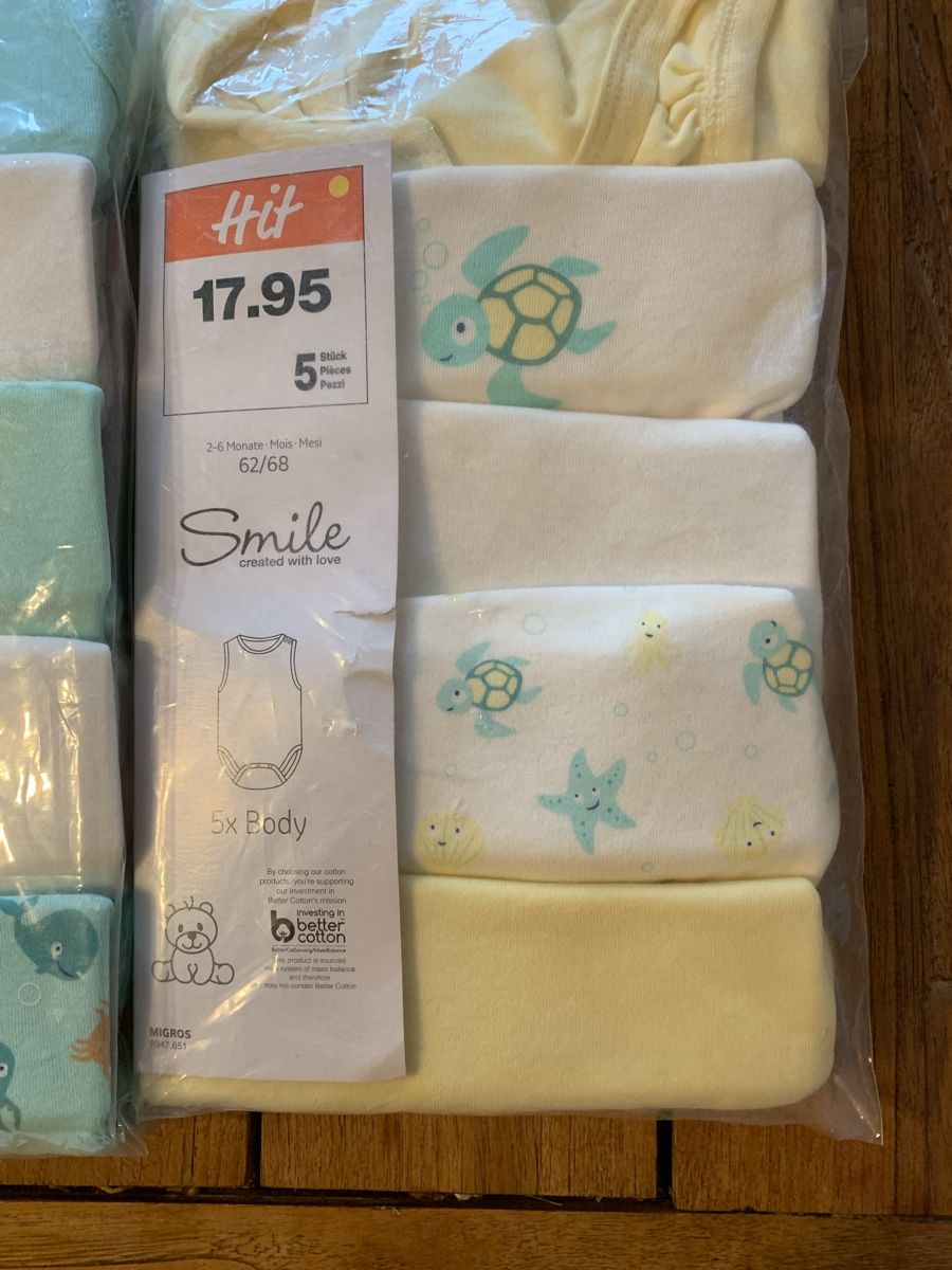 Migros Biancheria intima: Neue Sommerbodys gr. 62/68 – Nuovo e nell'imballaggio originale da Attelwil venduto da TaraLee 1