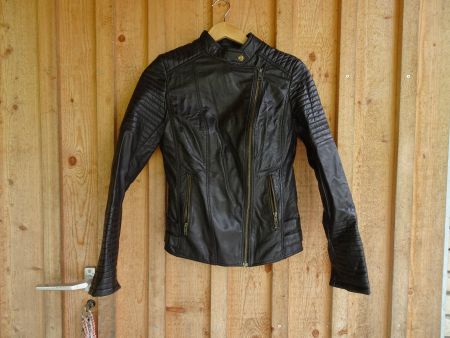 Coole schwarze Biker Leder-Jacke von AIM Gr. S - Chri24.4