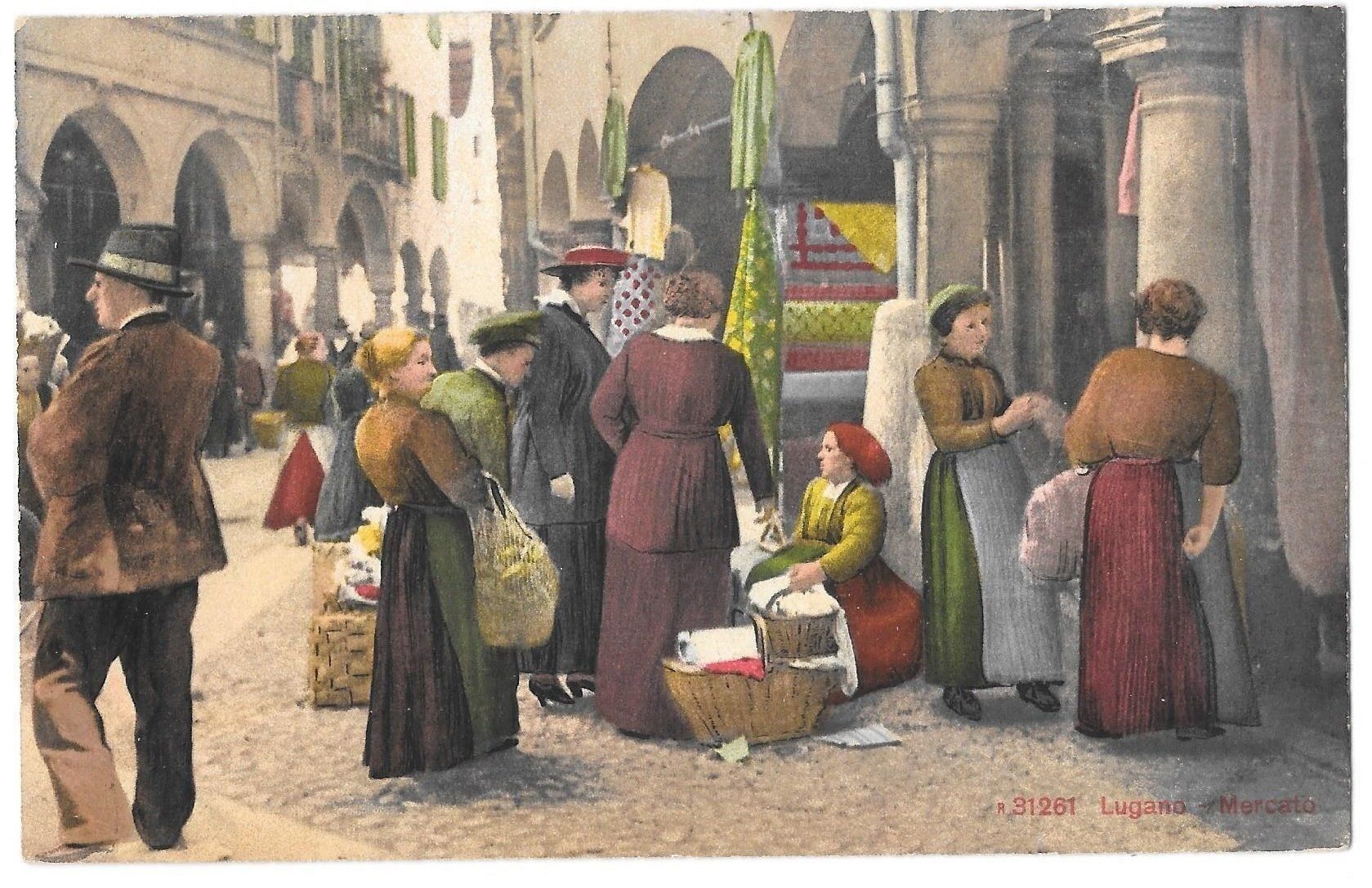 Cartoline postali: Lugano Mercato – Usato da Olten venduto da clotaldi