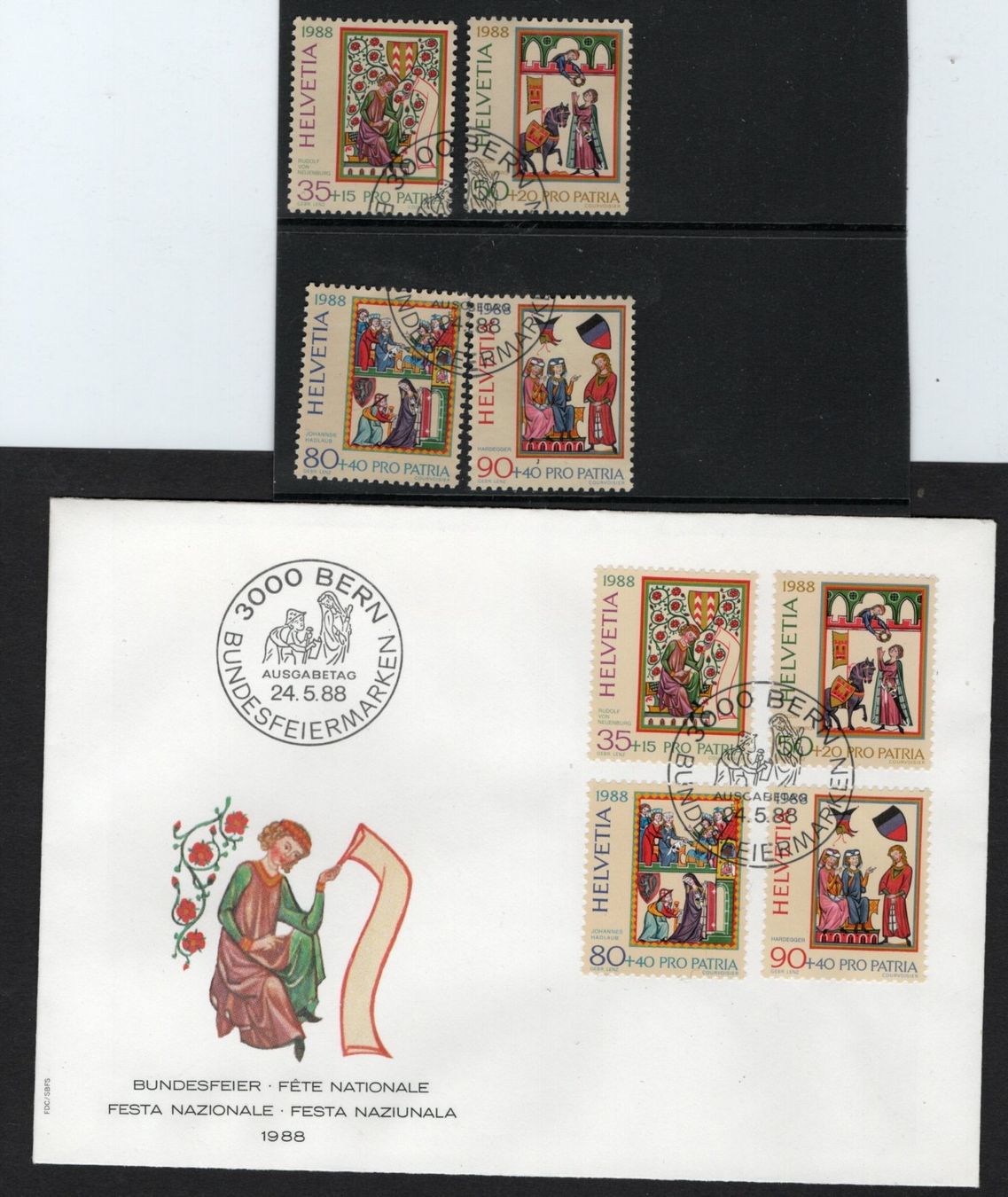 Alle Briefmarken: 065b PP 1988  Menestrelli Svizzeri – Gebraucht aus Breganzona von dede46