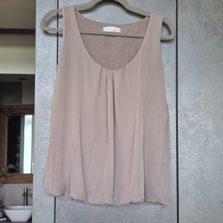 🐸 LINEA TESINI TOP MIT BALLON SAUM TAUPE TOP ZUSTAND